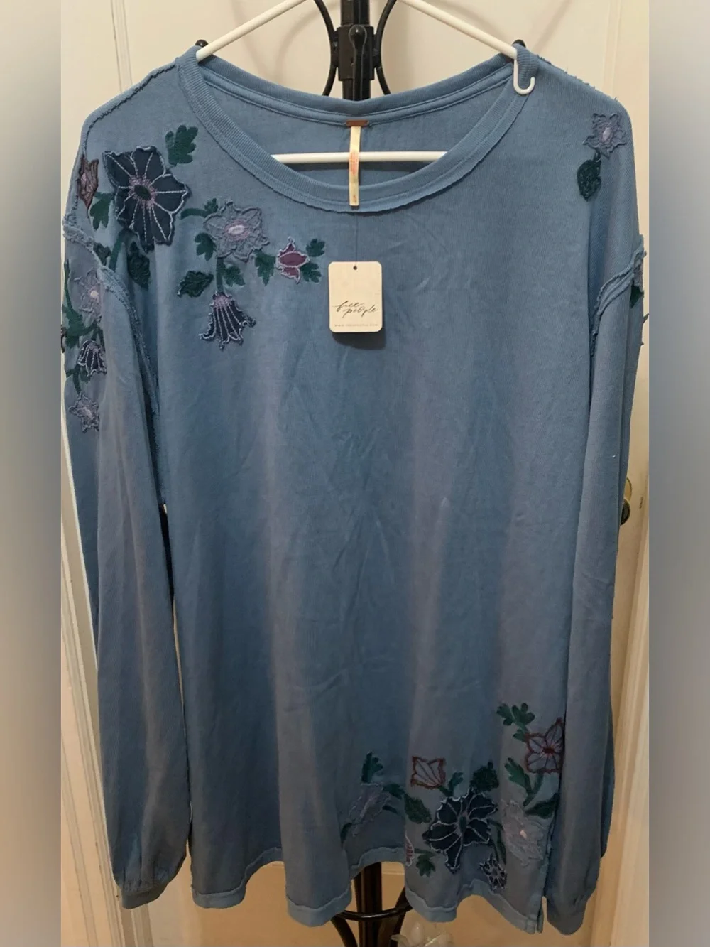 Free People Violet Vines Long Sleeve Shirt Size XL